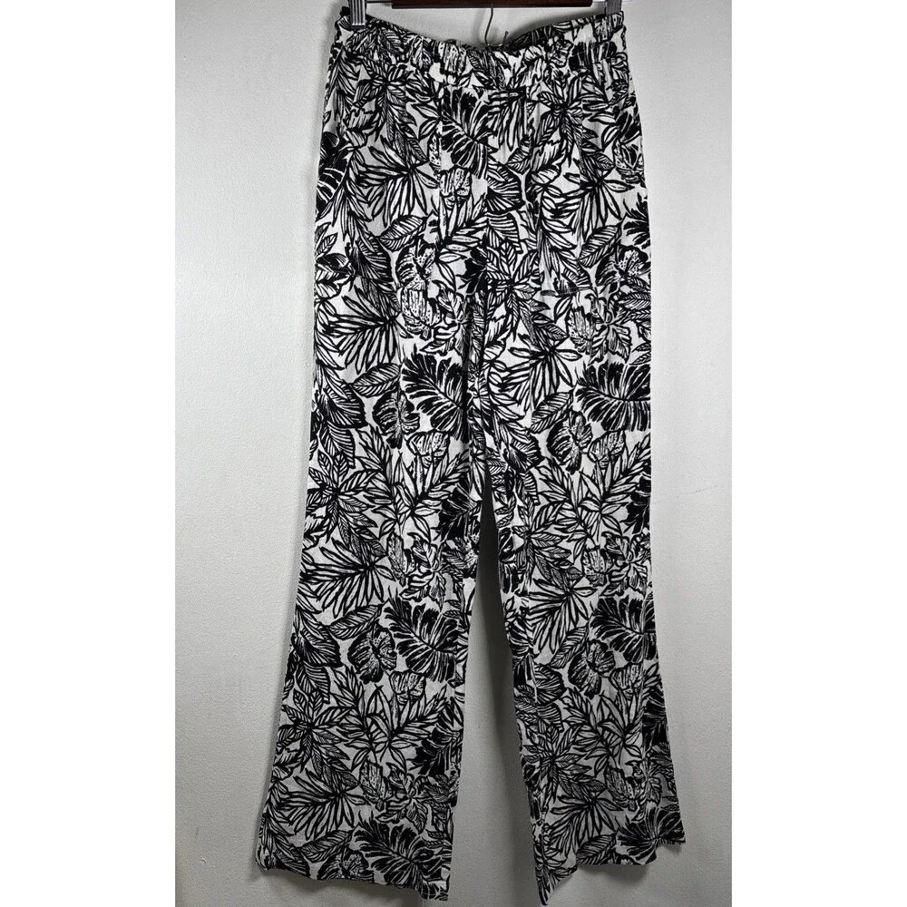 HG Wide Leg Linen Blend Pants Size S Coastal Resort Beach Relaxed Laganlook